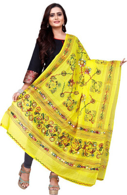 SATGURU COLLECTION Cotton Blend Embroidered Women Dupatta