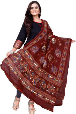 SATGURU COLLECTION Cotton Blend Embroidered Women Dupatta