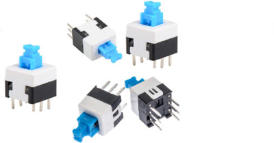 Technical hut 5 Pieces Mount Tactile Push Button Switch Self Latching Locking DPDT 6 Pin DIP, 7 x 7 mm Electronic Components Electronic Hobby Kit