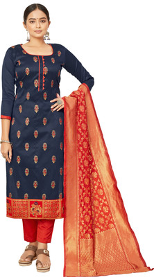 VredeVogel Silk Blend Self Design Salwar Suit Material