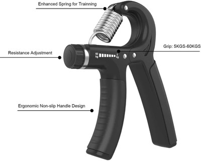 FIYA FITNESS ZONE Hand Grip Strengthener with Adjustable Resistance 11-132 Lbs, Black Hand Grip/Fitness Grip(Black)