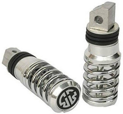 Qiisx 20652 Coil Spring Style Bike Foot Pegs (Set Of 2) Chrome Foot Rest(Silver)