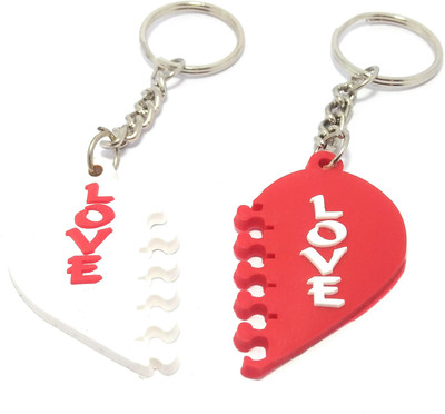 Key Era Love Heart Couple Single Side Rubber Key Chain