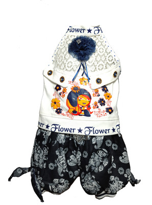 kids fashion hub Baby Girls Party(Festive) Top Shorts(WHITE)