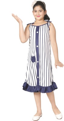 FTC FASHIONS Girls Midi/Knee Length Casual Dress(Multicolor, Sleeveless)