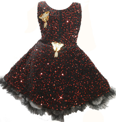 DRESS COLLECTION Girls Midi/Knee Length Festive/Wedding Dress(Multicolor, Sleeveless)