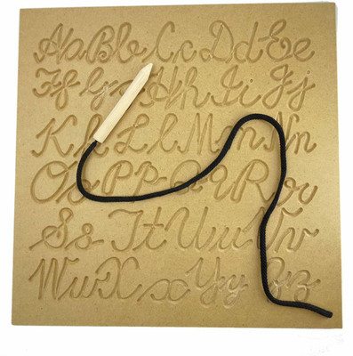 Ashmi Wooden Cursive English Alphabets Lower and Upper Case Tracing & Practice MDF Board for Kids 3 Years Old and Above, Kindergarten and pre-School Children(Brown)