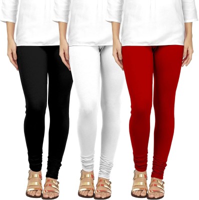 E Solutions Churidar  Ethnic Wear Legging(Black, White, Red, Solid)