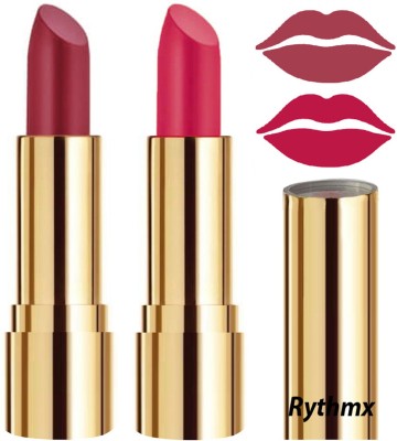 RYTHMX Lipstick Makeup Set of 2 Pcs Creme Matte Collection Long Stay on Lips Code no-278(Dark Pink, Passion Pink, 8 g)