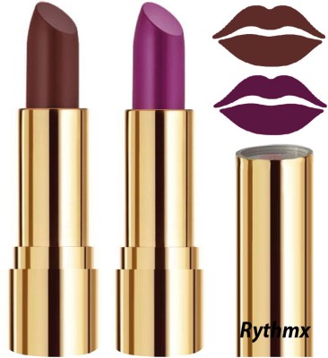 RYTHMX Creme Matte Lipsticks Two Piece Set in Modern Colors Code no-36(Chocolate Brown, Passion Purple, 8 g)