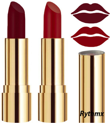 RYTHMX Lipstick Makeup Set of 2 Pcs Creme Matte Collection Long Stay on Lips Code no-297(Maroon, Reddish Maroon, 8 g)