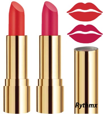 RYTHMX Lipstick Makeup Set of 2 Pcs Creme Matte Collection Long Stay on Lips Code no-301(Orange, Passion Pink, 8 g)