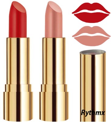 RYTHMX Creme Matte Lipsticks Two Piece Set in Modern Colors Code no-103(Reddish Orange, Passion Peach, 8 g)
