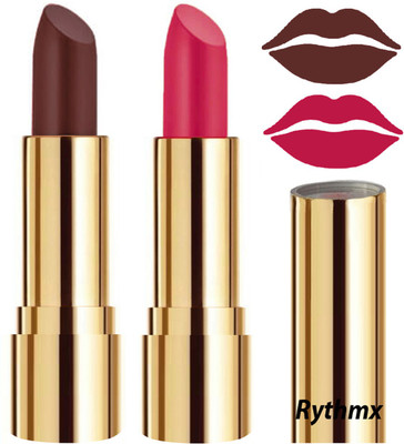 RYTHMX Lipstick Makeup Set of 2 Pcs Creme Matte Collection Long Stay on Lips Code no-261(Chocolate Brown, Passion Pink, 8 g)