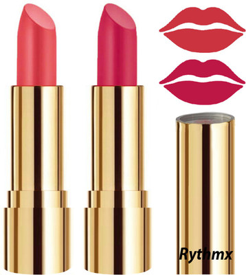 RYTHMX Creme Matte Lipsticks Two Piece Set in Modern Colors Code no-28(Carrot Red, Passion Pink, 8 g)