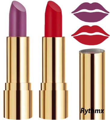 RYTHMX Lipstick Makeup Set of 2 Pcs Creme Matte Collection Long Stay on Lips Code no-280(Light Purple, Blood Red, 8 g)