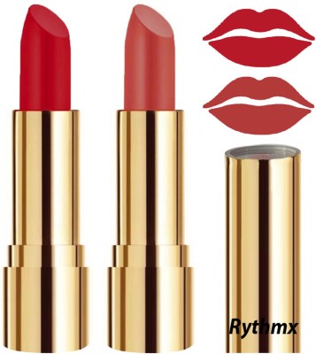 RYTHMX Lipstick Makeup Set of 2 Pcs Creme Matte Collection Long Stay on Lips Code no-226(Blood Red, Dark Peach, 8 g)