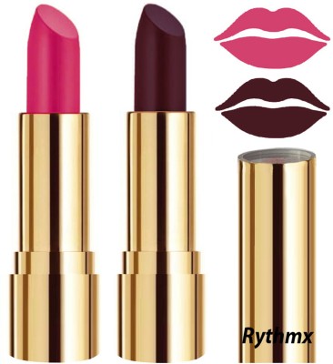 RYTHMX Lipstick Makeup Set of 2 Pcs Creme Matte Collection Long Stay on Lips Code no-290(Magenta, Dark Wine, 8 g)