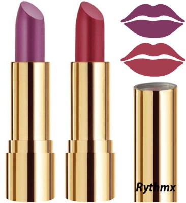 RYTHMX Lipstick Makeup Set of 2 Pcs Creme Matte Collection Long Stay on Lips Code no-283(Light Purple, Dark Pink, 8 g)