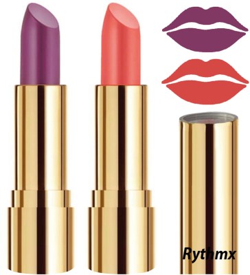 RYTHMX Lipstick Makeup Set of 2 Pcs Creme Matte Collection Long Stay on Lips Code no-287(Light Purple, Peach, 8 g)