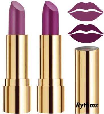 RYTHMX Lipstick Makeup Set of 2 Pcs Creme Matte Collection Long Stay on Lips Code no-286(Light Purple, Passion Purple, 8 g)