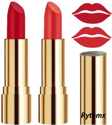 RYTHMX Lipstick Makeup Set of 2 Pcs Creme Matte Collection Long Stay on Lips Code no-229(Blood Red, Orange, 8 g)