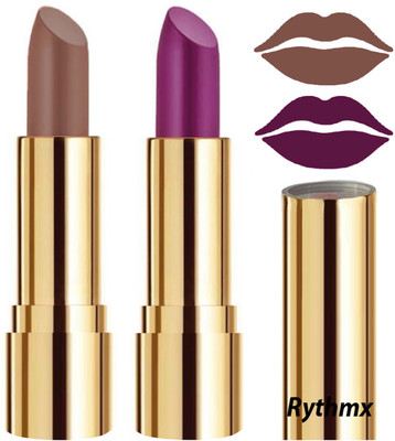 RYTHMX Creme Matte Lipsticks Two Piece Set in Modern Colors Code no-20(Brown, Passion Purple, 8 g)