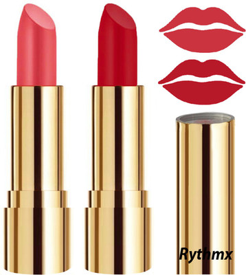 RYTHMX Lipstick Makeup Set of 2 Pcs Creme Matte Collection Long Stay on Lips Code no-246(Carrot Red, Blood Red, 8 g)