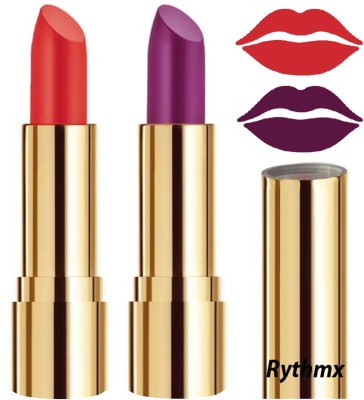 RYTHMX Creme Matte Lipsticks Two Piece Set in Modern Colors Code no-76(Orange, Passion Purple, 8 g)
