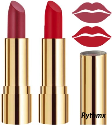 RYTHMX Creme Matte Lipsticks Two Piece Set in Modern Colors Code no-48(Dark Pink, Blood Red, 8 g)