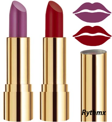 RYTHMX Lipstick Makeup Set of 2 Pcs Creme Matte Collection Long Stay on Lips Code no-288(Light Purple, Reddish Maroon, 8 g)