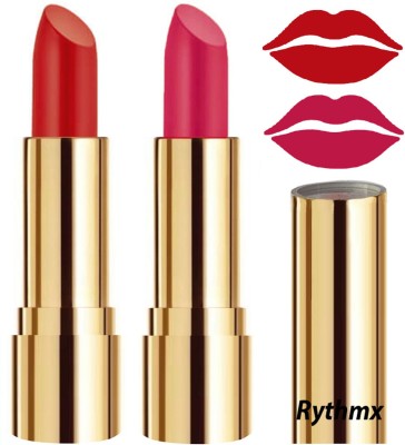 RYTHMX Creme Matte Lipsticks Two Piece Set in Modern Colors Code no-104(Reddish Orange, Passion Pink, 8 g)