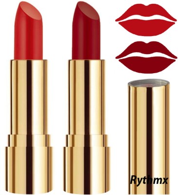 RYTHMX Lipstick Makeup Set of 2 Pcs Creme Matte Collection Long Stay on Lips Code no-330(Reddish Orange, Reddish Maroon, 8 g)
