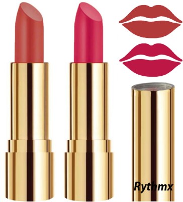 RYTHMX Creme Matte Lipsticks Two Piece Set in Modern Colors Code no-46(Dark Peach, Passion Pink, 8 g)