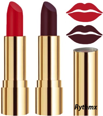 RYTHMX Lipstick Makeup Set of 2 Pcs Creme Matte Collection Long Stay on Lips Code no-227(Blood Red, Dark Wine, 8 g)