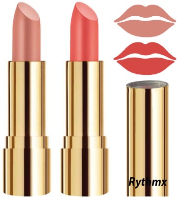 RYTHMX Lipstick Makeup Set of 2 Pcs Creme Matte Collection Long Stay on Lips Code no-309(Passion Peach, Peach, 8 g)