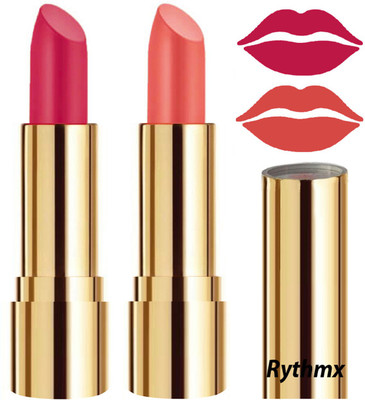 RYTHMX Matte Lipsticks Two Piece Set in Modern Colors Code(Passion Pink, Peach, 8 g)