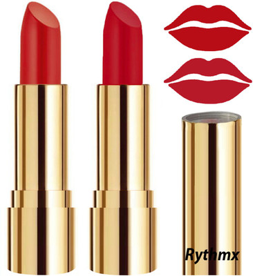 RYTHMX Lipstick Makeup Set of 2 Pcs Creme Matte Collection Long Stay on Lips Code no-322(Reddish Orange, Blood Red, 8 g)