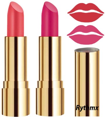 RYTHMX Lipstick Makeup Set of 2 Pcs Creme Matte Collection Long Stay on Lips Code no-248(Carrot Red, Magenta, 8 g)