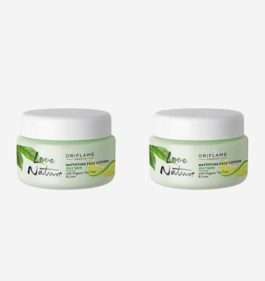 Oriflame LOVE NATURE MATTIFYING FACE LOTION OILY SKIN WITH ORGANIC TEA TREE & LIME PACK OF 2(100 ml)