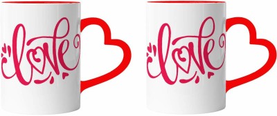 Tee Mafia Love-letter-handle heart Ceramic Coffee Mug(330 ml, Pack of 2)