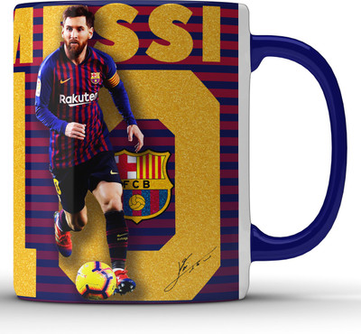 Unbounded Company Messi FC Barcelona Blue Ceramic Coffee Mug(325 ml)