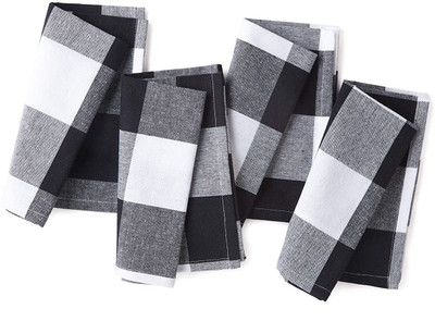 BIRDWING Dinner Table Napkin Black, White Cloth Napkins(6 Sheets)