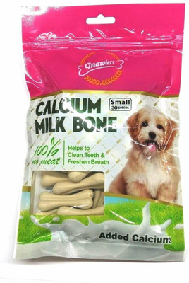 Gnawlers CALCIUM MILK BONE, CHEW BONE, SMALL (30 IN 1) Milk Dog Chew(270 g, Pack of 1)