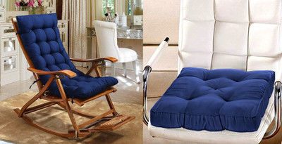 KUBER INDUSTRIES Microfibre Solid Chair Pad Pack of 2(Blue)