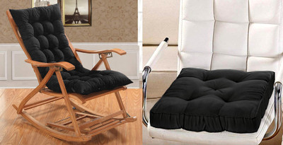 KUBER INDUSTRIES Microfibre Solid Chair Pad Pack of 2(Black)