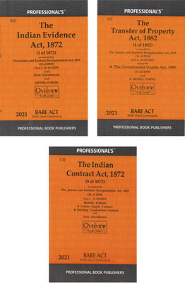 Combo Of 3 Bare Act The Indian Evidence Act 1872, India Contract Act 1872, Transfer Of Property Act 1882 Bare Act Along With States Amendments, Model Forms, Short Notes(Paperback, Professional's)