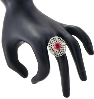 murlidhar creation Beautiful Traditional Partywear Designer Gold Plated Ring Metal Ruby Gold Plated Ring