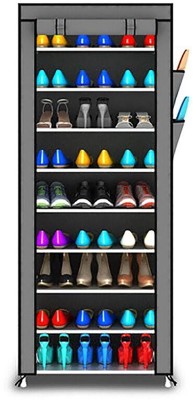 HOUSE OF QUIRK Fabric Shoe Stand(Grey, 9 Shelves, DIY(Do-It-Yourself))