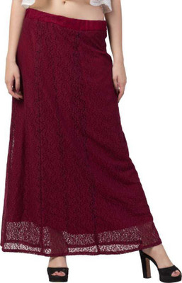 ADDICTED ATTIRE Self Design Women Regular Maroon Skirt